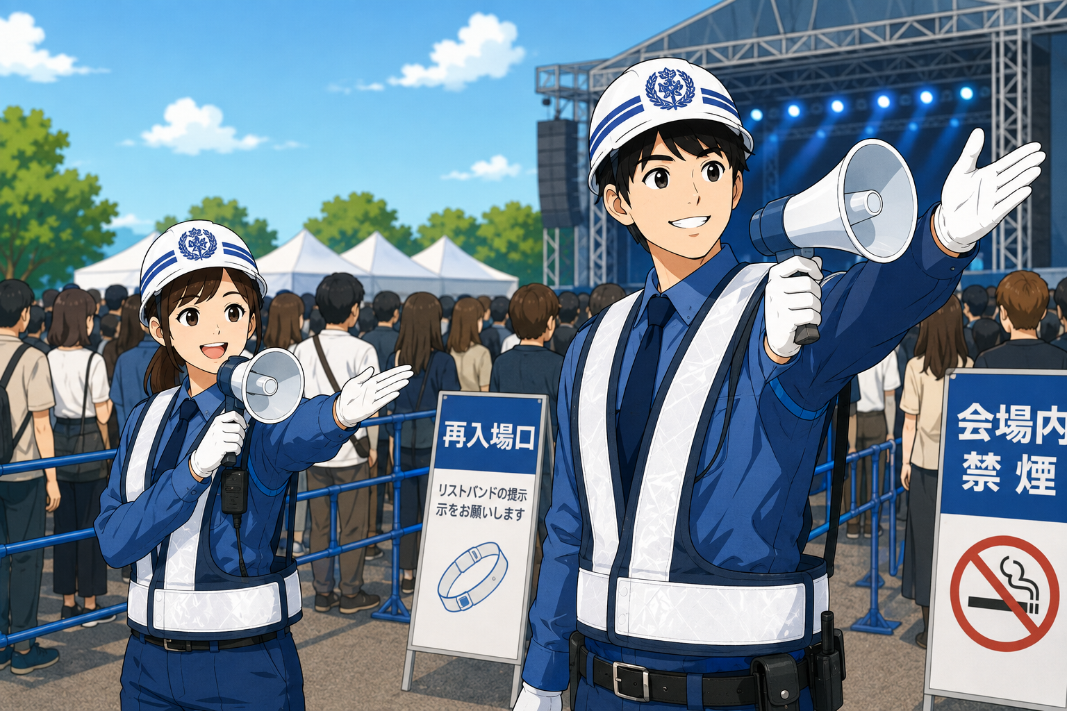 イベント警備の現場イラスト