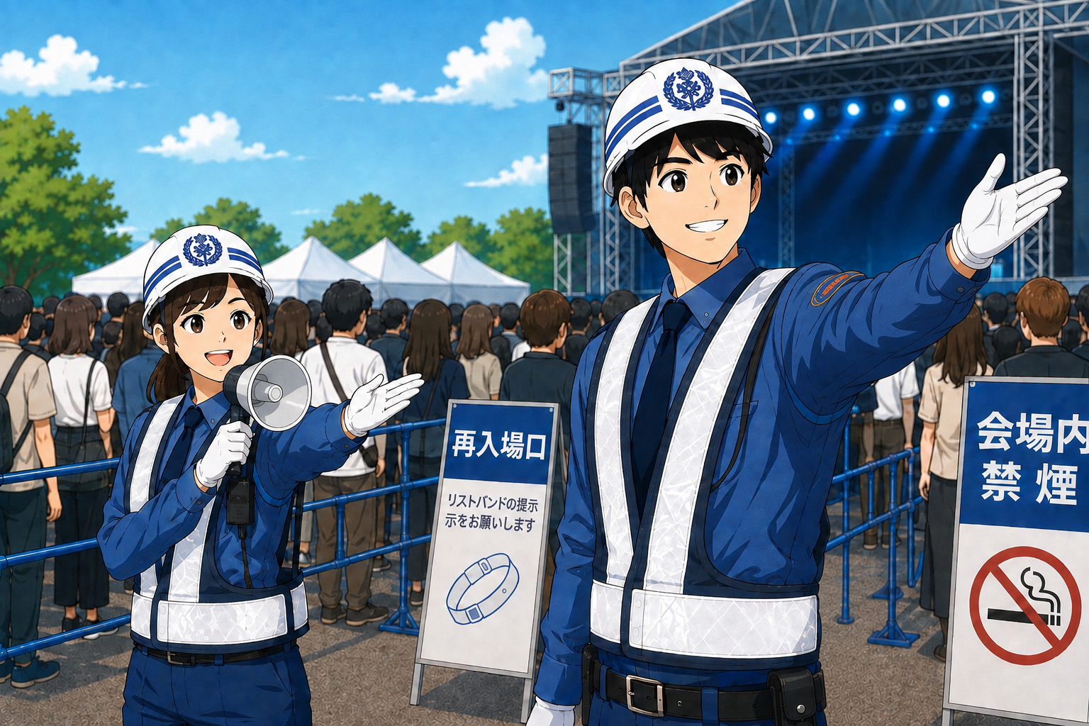 イベント警備の現場イラスト